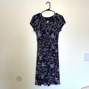 Connected Apparel | Purple Floral V-Neck Midi Dress